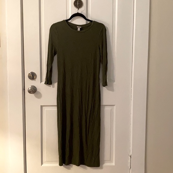 a new day form fitting green ribbed cotton dress - Picture 1 of 3